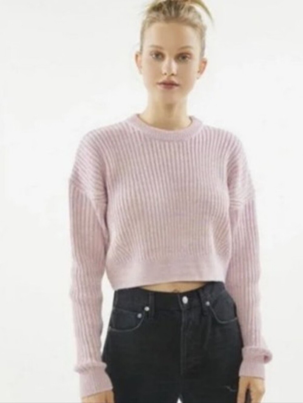 Urban Outfitters Big Sur Ribbed Cropped Dusty Lavender Sweater